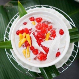 Crispy Ruby-Red Water Chestnuts in Syrup and Coconut Milk