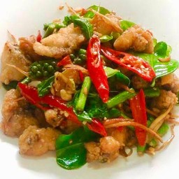 ผัดฉ่าปลากะพงทอดกรอบ