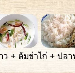 ข้าว+ต้มข่าไก่+ปลาทอด
