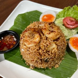 ข้าวคลุกนรกแตก+ไข่ต้ม