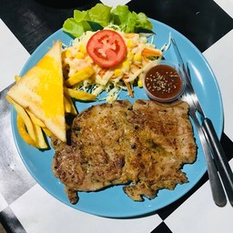 สเต็ก สันคอหมู (ซอสBBQ)