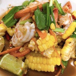 ตำปลาร้าข้าวโพด_กุ้งลวก