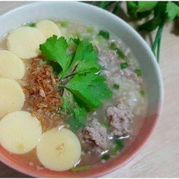 ข้าวต้มเต้าหู้ไข่ + หมูสับ