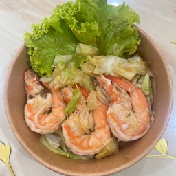 กะหล่ำผัดน้ำปลาใส่กุ้ง