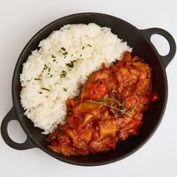 Chicken basquaise with rice