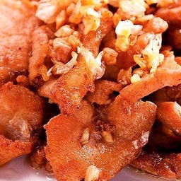 หมูทอดกระเทียม#กับข้าว#