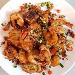 กุ้งคั่วพริกเกลือ กับข้าว