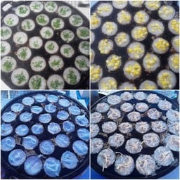 ผักต้นหอม+ข้าโพด+มะพร้าวอัญชัน+ เผือก