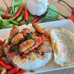 ข้าวกระเพราหอย(ราดข้าว)