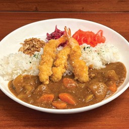 ข้าวแกงกะหรี่กุ้งทอด