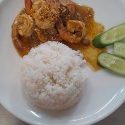 ข้าวกุ้งสดทอดกระเทียม