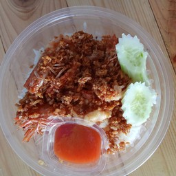 ข้าวกุ้งทอดกระเทียมพริกโดด