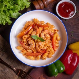 มักกะโรนีกุ้ง ใส่ไข่