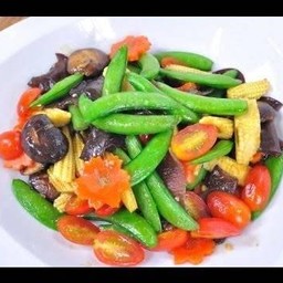 ข้าวราดผัดผักรวมเจ