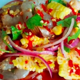 ยำม่วงโพดกุ้งสด