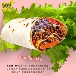 BBบ๊อบบี้เบอริโต้&ข้าวเนื้อพิคานย่าทอด #พหลโยธิน พหลโยธิน24แยก2 หลังกองปราบ ตรงข้ามครัวข้าวหอม กำแพงรั้วสีฟ้ามีโต๊ะไม้หน้าบ้าน