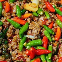 ข้าวราด ผัดเผ็ดหมูสับพิโรธ