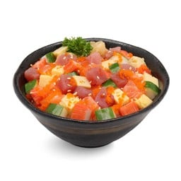 ข้าวหน้าปลาดิบรวมหั่นเต๋า