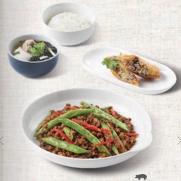 ถั่วแขกผัดเต้าซี่หมูสับซอส XO
