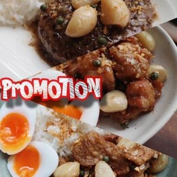 ข้าวเทียมทานแฮมเบิร์ก1+หมู1+ไก่1