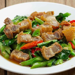 ผัดคะน้าน้ำมันหอยกับข้าว