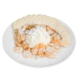 โรตีธรรมดาและกล้วยหอมวิปครีม