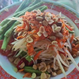 ตำไทยกุ้งสุก+ไข่เค็ม