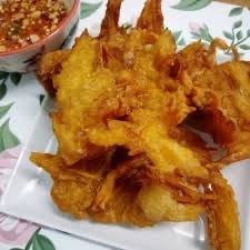 ฟักทองทอด 1 ชิ้นกับน้ำจิ้มแสนอร่อย