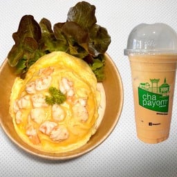 ข้าวไข่ข้นกุ้ง+ชาพะยอม