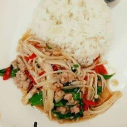 Stir Fried Golden Needle Mushroom With Rice