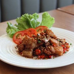 Roasted Pork Belly With Chili And Salt On Rice
