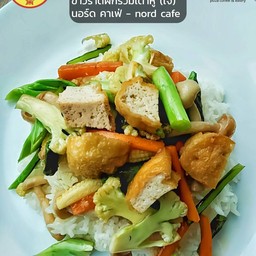 ข้าวราด_ผัดผักรวม_เต้าหู้ (เจ)