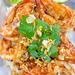 กุ้งกระเทียม ราดข้าว