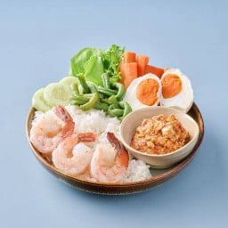ข้าวสวยน้ำพริกไข่เค็ม กุ้ง