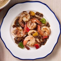 รวมมิตรผัดพริกไทยดำพริกหวาน จานใหญ่