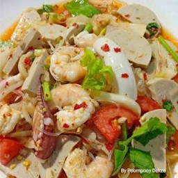 ยําวุ้นเส้นรวมมิตร( หมูสับ กุ้ง หมูยอ)