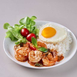 ข้าวน้ำพริกเผากุ้งไข่ดาว