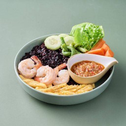 ข้าวไรท์เบอร์รี่น้ำพริกลงเรือ กุ้ง