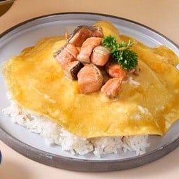 ข้าวไข่นุ่มแซลมอน
