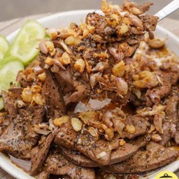 ข้าวตับทอดกระเทียม | Fried Pork Liver With Garlic | 蒜炒猪肝