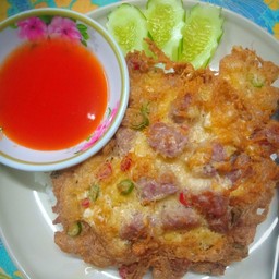 ไข่เจียวแหนมราดข้าว