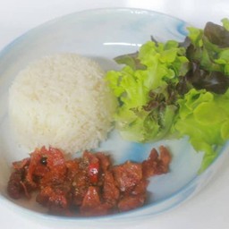 ข้าว เบคอนคั่วพริกเกลือ