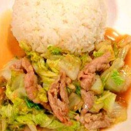 ผัดผักกาดขาว(ราดข้าว)