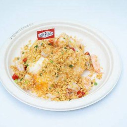 ข้าวกุ้งผัดพริกเกลือ+ไข่เยิ้ม