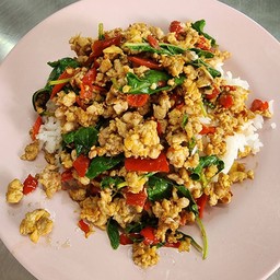 กระเพรา  กับข้าว