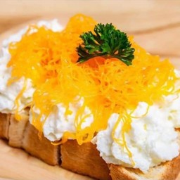 ปังปิ้งเนย+วิป+ฝอยทอง