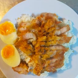 ข้าวไก่ทอด+ไข่ยางมะตูม