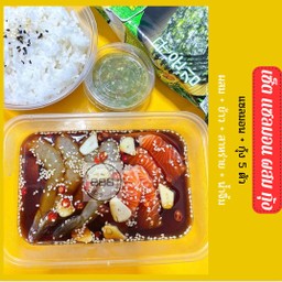 SET 2in1(กุ้ง ผสม แซลมอน)+ข้าวญี่ปุ่น+สาหร่าย+น้ำจิ้ม