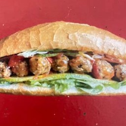 บั๋นหมี่ลูกชิ้นซิวมะเจ Banh Mi Vegetarian Meardalls