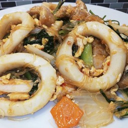 สุกี้แห้ง ปลาหมึก